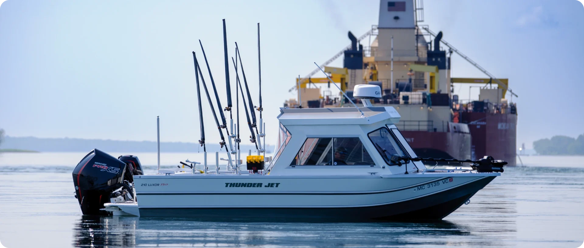 Fishing boat on calm water